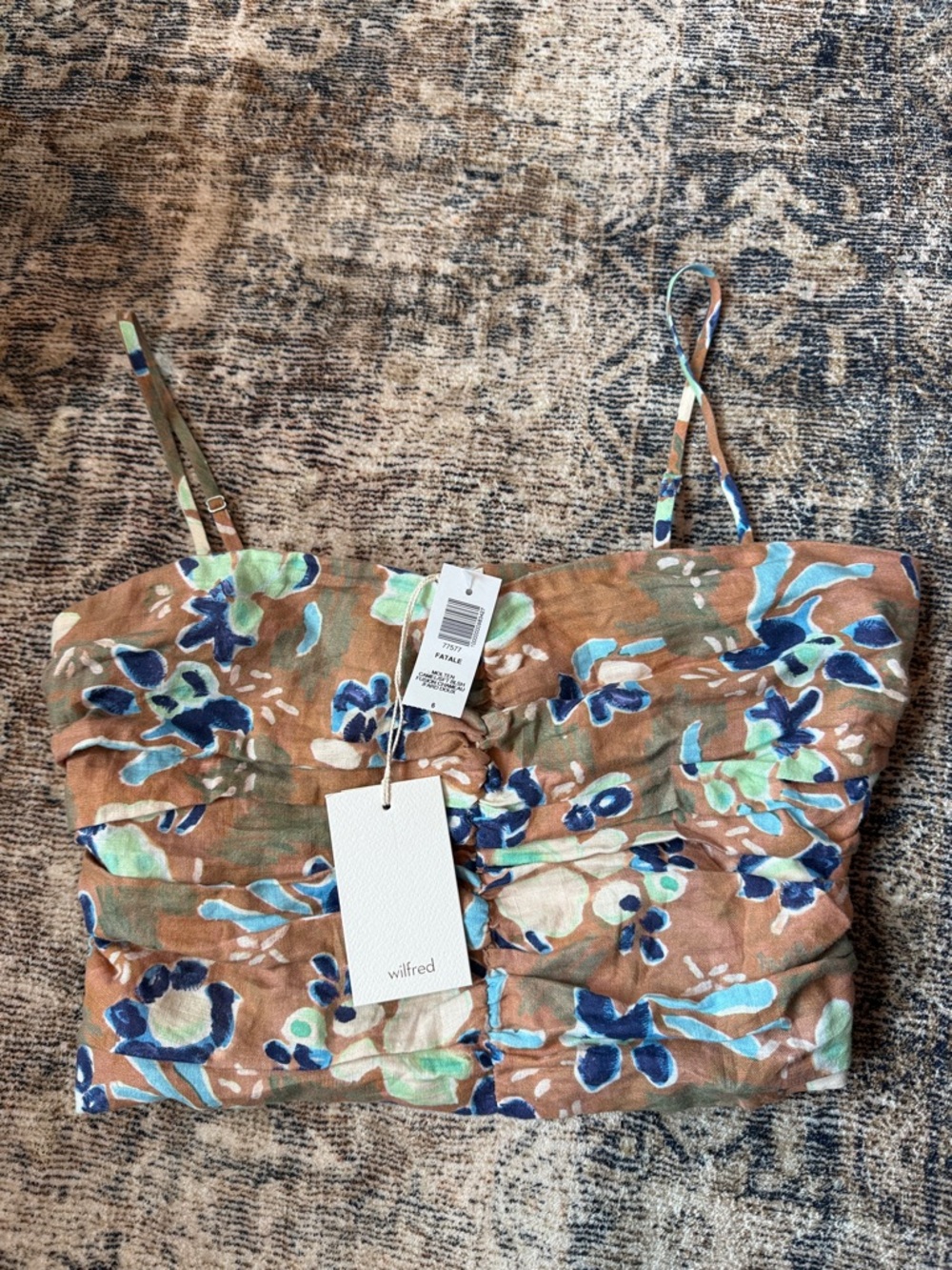 Wilfred Brown Floral Ruched Crop Cami